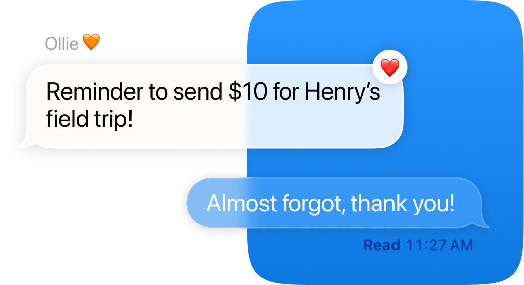 Ollie field trip reminder in family chat
