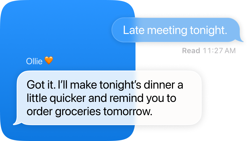 Ollie adjusts dinner plans in family chat
