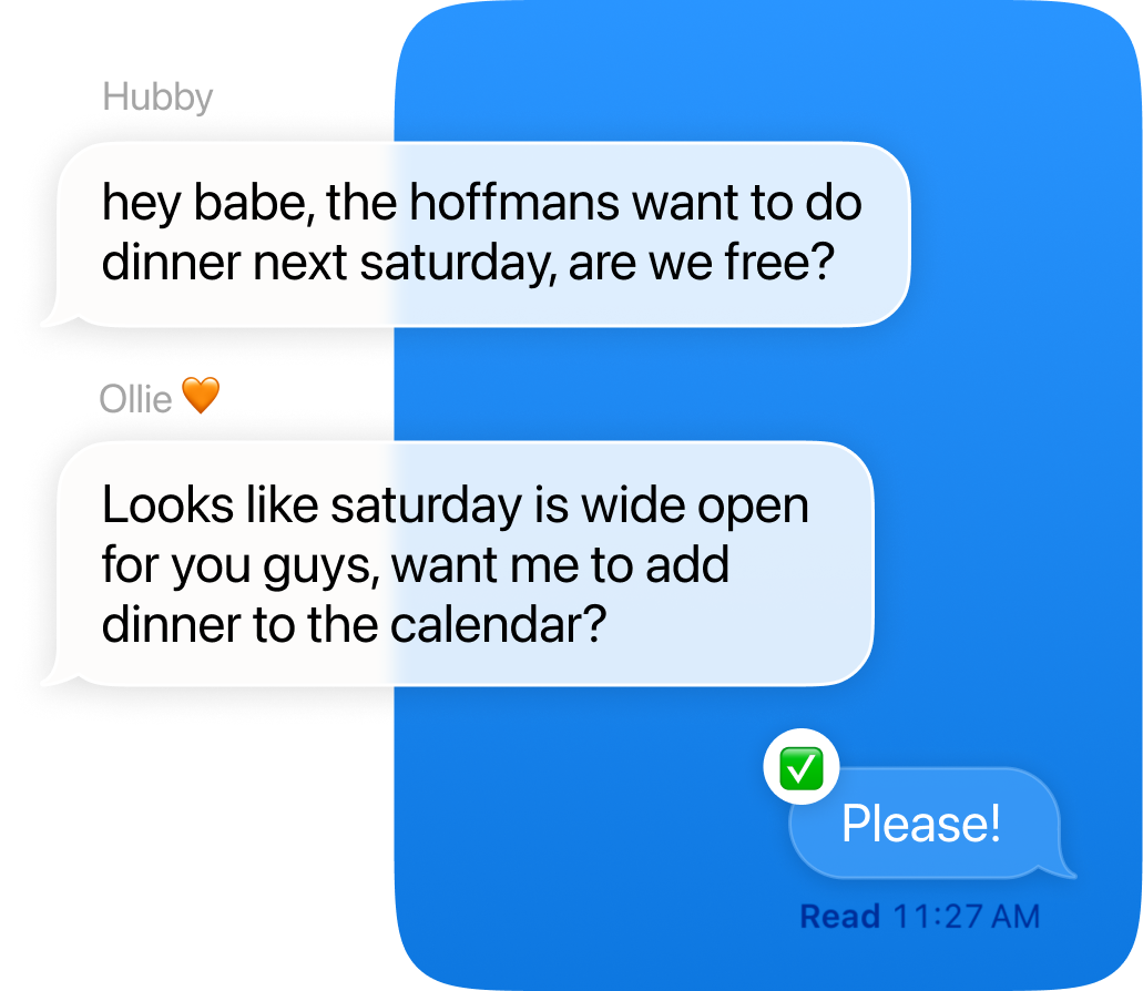 Ollie calendar scheduling in family chat