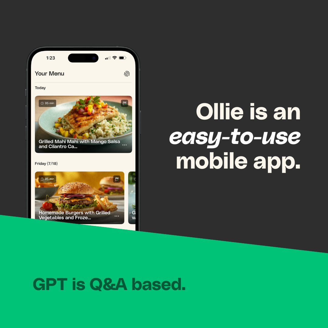 Ollie for Meals vs GPT: easy to use